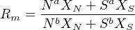      N-aXN-+-SaXS-
Rm = N bXN + SbXS
