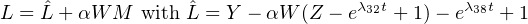     ˆ             ˆ               λ32t       λ38t
L = L + αW M  with L = Y - αW (Z - e   + 1)- e   + 1
