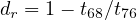 dr = 1 - t68∕t76
