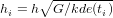      ∘ ---------
hi = h G ∕kde(ti)
