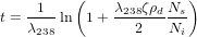          (              )
t =--1-ln  1+ λ238ζρdNs-
   λ238          2   Ni
